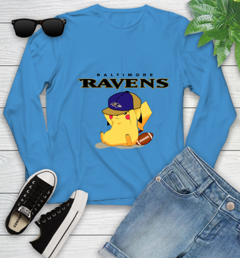 NFL Pikachu Football Sports Baltimore Ravens Youth Long Sleeve 7