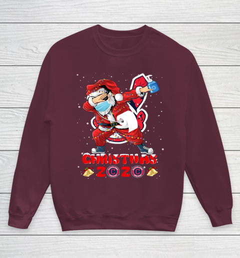 Cleveland Indians Funny Santa Claus Dabbing Christmas 2020 MLB Youth Sweatshirt 4