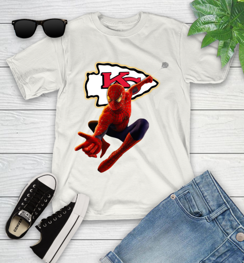 NFL Spider Man Avengers Endgame Football Kansas City Chiefs Youth T-Shirt