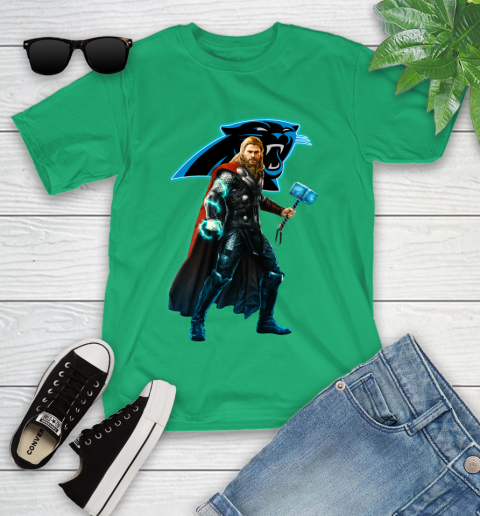 NFL Thor Avengers Endgame Football Carolina Panthers Youth T-Shirt 6