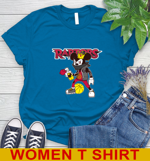 Toronto Raptors NBA Basketball Mickey Peace Sign Sports Women's T-Shirt 7