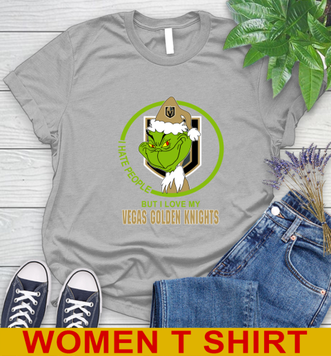 Vegas Golden Knights NHL Christmas Grinch I Hate People But I Love My Favorite Hockey Team Women's T-Shirt 5