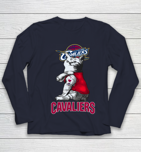 NBA Basketball My Cat Loves Cleveland Cavaliers Youth Long Sleeve 2