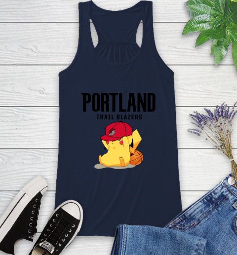 NBA Pikachu Basketball Sports Portland Trail Blazers Racerback Tank 12