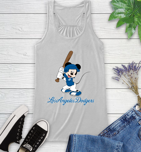 MLB Baseball Los Angeles Dodgers Cheerful Mickey Mouse Shirt Racerback Tank 2