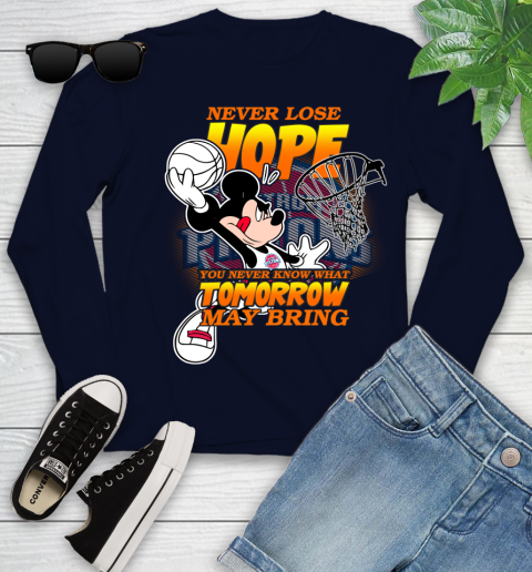 Detroit Pistons NBA Basketball Mickey Disney Never Lose Hope Youth Long Sleeve 2