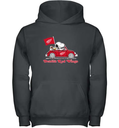 Snoopy And Woodstock Ride The Detroit Red Wings Car NFL Youth Hoodie