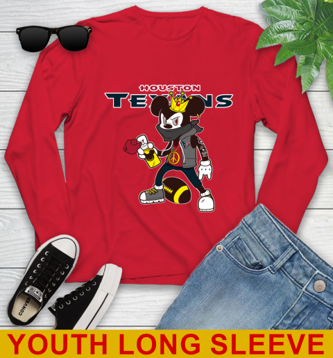 Houston Texans NFL Football Mickey Peace Sign Sports Youth Long Sleeve 11