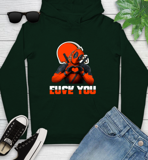 NHL Cleveland Browns Deadpool Love You Fuck You Football Sports Youth Hoodie 14