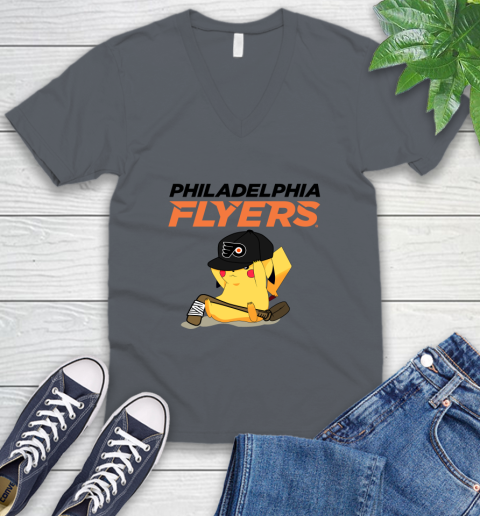 NHL Pikachu Hockey Sports Philadelphia Flyers V-Neck T-Shirt 6 NHL Pikachu Hockey Sports Philadelphia Flyers V-Neck T-Shirt - Image 6