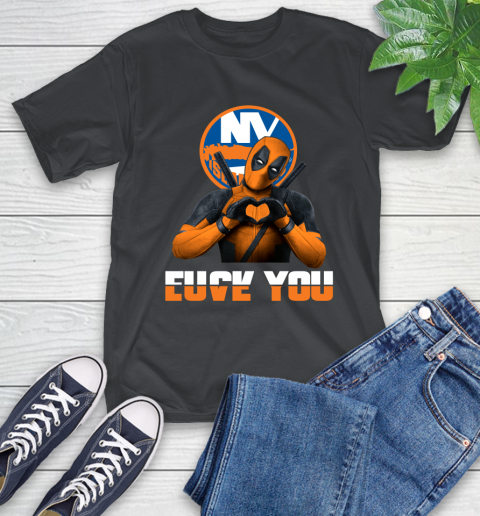 NHL New York Islanders Deadpool Love You Fuck You Hockey Sports T-Shirt