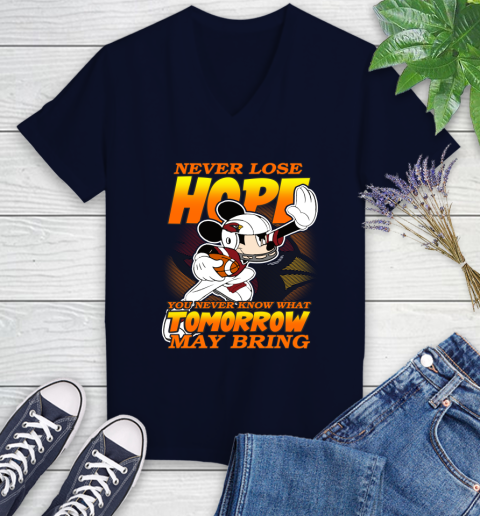 Atlanta Falcons NFL Football Mickey Disney Never Lose Hope (2) Women's V-Neck T-Shirt 2