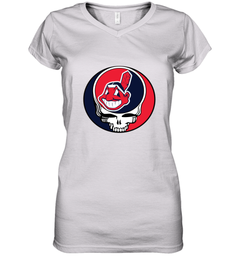 Cleveland Indians The Grateful Dead Baseball MLB Mashup Women's V-Neck T-Shirt