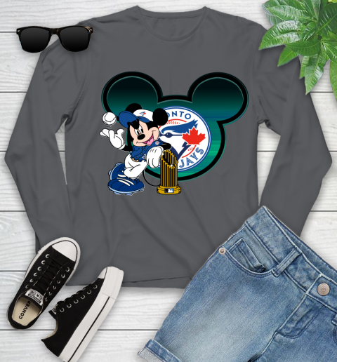 MLB Toronto Blue Jays The Commissioner's Trophy Mickey Mouse Disney Youth Long Sleeve 8