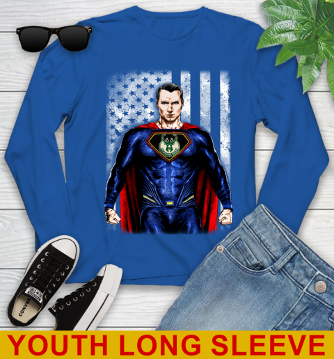 NBA Basketball Milwaukee Bucks Superman DC Shirt Youth Long Sleeve 11 NBA Basketball Milwaukee Bucks Superman DC Shirt Youth Long Sleeve - Image 11