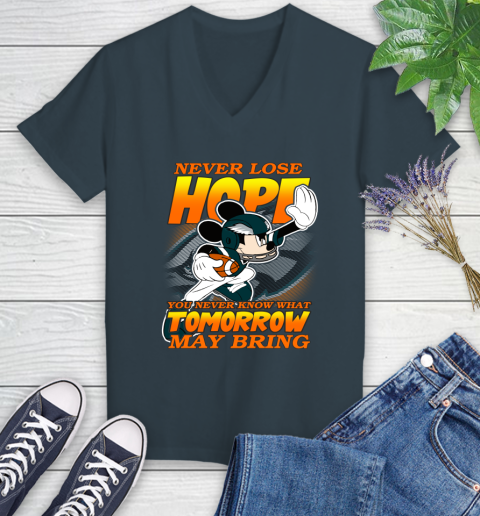Philadelphia Eagles NFL Football Mickey Disney Never Lose Hope Women's V-Neck T-Shirt 8