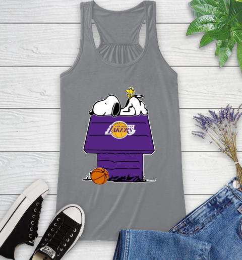 Los Angeles Lakers NBA Basketball Snoopy Woodstock The Peanuts Movie Racerback Tank 5