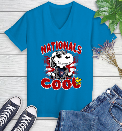 MLB Baseball Washington Nationals Cool Snoopy Shirt Women's V-Neck T-Shirt 5