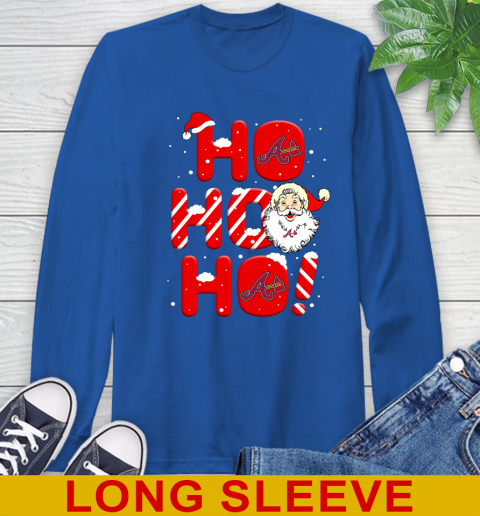 Atlanta Braves MLB Baseball Ho Ho Ho Santa Claus Merry Christmas Shirt Long Sleeve T-Shirt 23