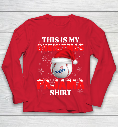 Los Angeles Dodgers This Is My Christmas Pajama Shirt MLB Youth Long Sleeve 8