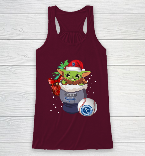 Kansas City Royals Christmas Baby Yoda Star Wars Funny Happy MLB Racerback Tank 3