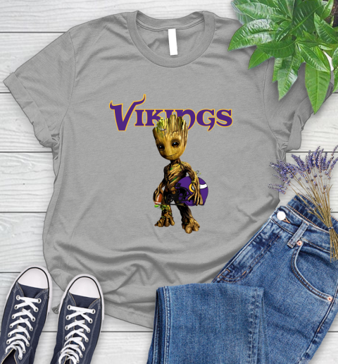 Minnesota Vikings NFL Football Groot Marvel Guardians Of The Galaxy Women's T-Shirt 10