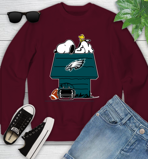 Philadelphia Eagles NFL Football Snoopy Woodstock The Peanuts Movie Youth Sweatshirt