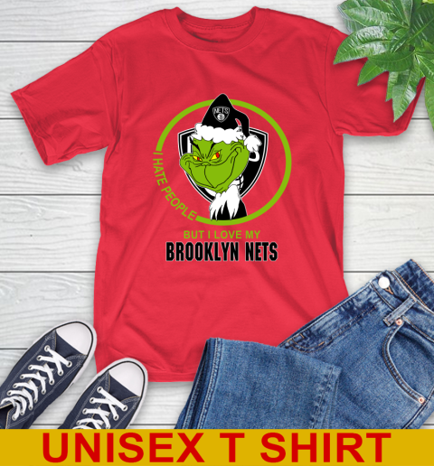 Brooklyn Nets NBA Christmas Grinch I Hate People But I Love My Favorite Basketball Team T-Shirt 10