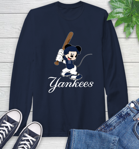 MLB Baseball New York Yankees Cheerful Mickey Mouse Shirt Long Sleeve T-Shirt 4