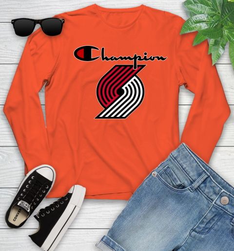 NBA Basketball Portland Trail Blazers Champion Shirt Youth Long Sleeve 2