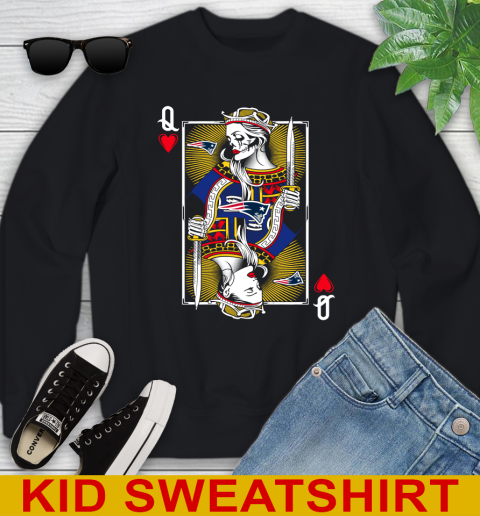 NFL Football New England Patriots The Queen Of Hearts Card Shirt Youth Sweatshirt