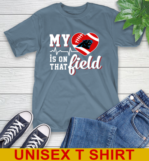 NFL My Heart Is On That Field Football Sports Carolina Panthers T-Shirt 8