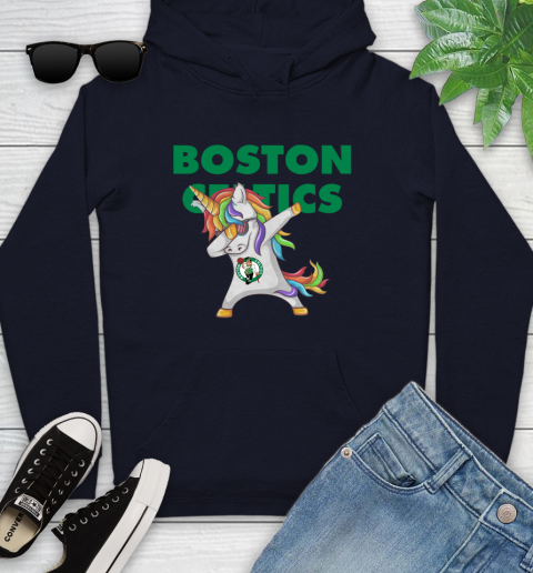 Boston Celtics NBA Basketball Funny Unicorn Dabbing Sports Youth Hoodie 4