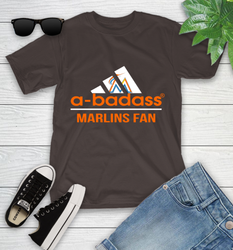 MLB A Badass Miami Marlins Fan Adidas Baseball Sports Youth T-Shirt 7