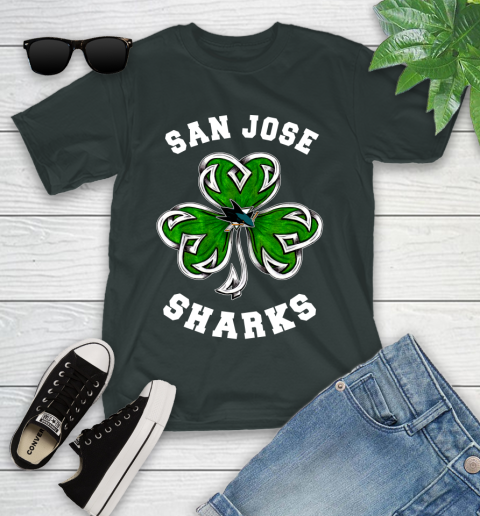 NHL San Jose Sharks Three Leaf Clover St Patrick's Day Hockey Sports Youth T-Shirt 6