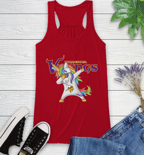 Minnesota Vikings NFL Football Funny Unicorn Dabbing Sports Racerback Tank 6