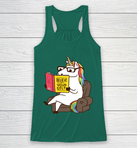 Unicorn Shirt Believe in Yourself Motivational Book Lover Racerback Tank 6