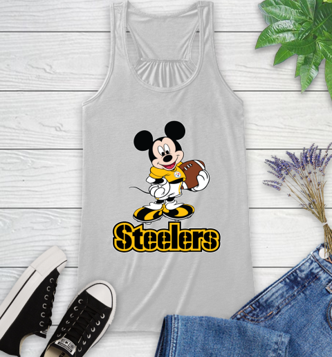 NFL Football Pittsburgh Steelers Cheerful Mickey Mouse Shirt Racerback Tank 2
