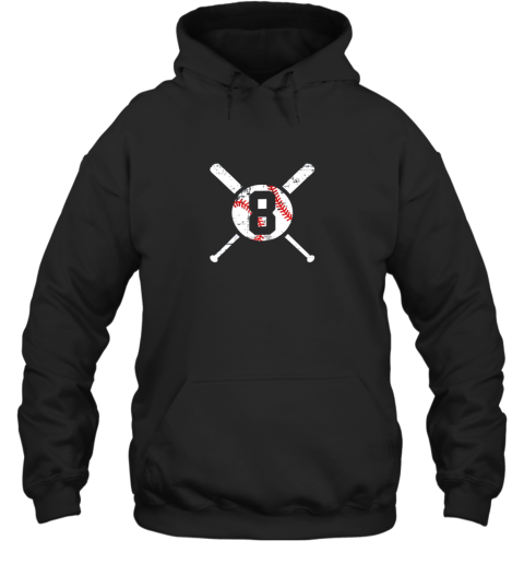 Baseball Number 8 Eight Shirt Distressed Softball Apparel Hoodie