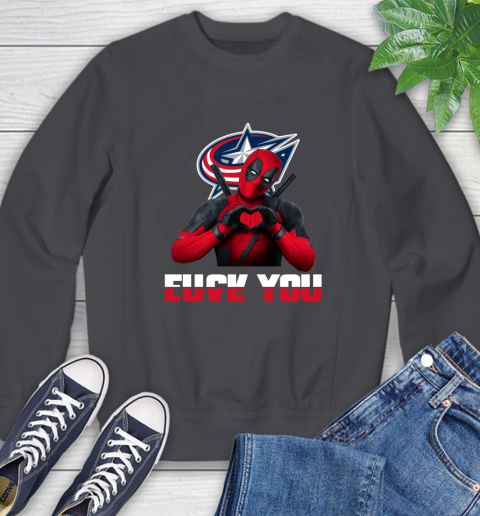 NHL Columbus Blue Jackets Deadpool Love You Fuck You Hockey Sports Sweatshirt 6