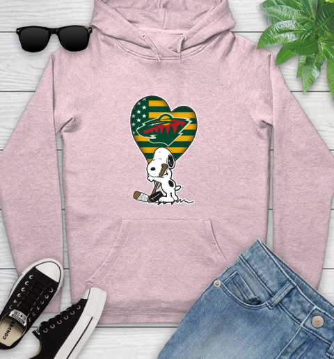 Minnesota Wild NHL Hockey The Peanuts Movie Adorable Snoopy Youth Hoodie 10