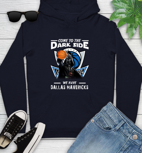 NBA Come To The Dark Side We Have Dallas Mavericks Star Wars Darth Vader Basketball Youth Hoodie 3