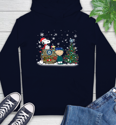 MLB Seattle Mariners Snoopy Charlie Brown Christmas Baseball Commissioner's Trophy Hoodie - Image 4