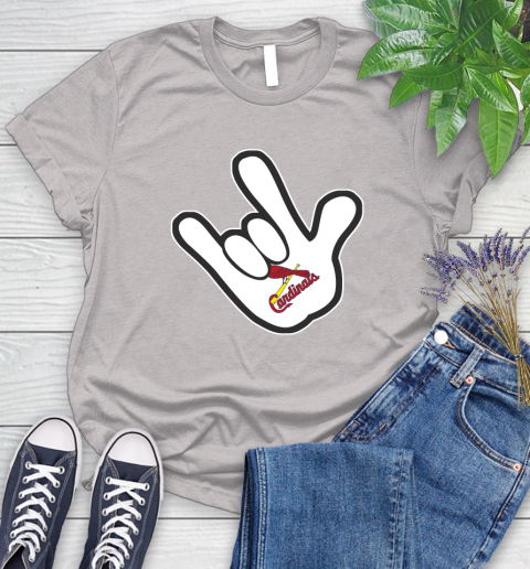 St.Louis Cardinals MLB Baseball Mickey Rock Hand Disney Women's T-Shirt 10