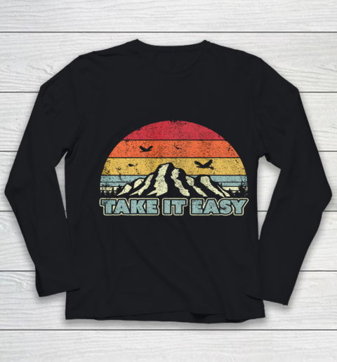 Take It Easy Shirt Retro Style Outdoors Camping Youth Long Sleeve
