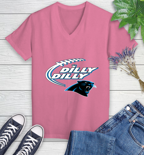 NFL Carolina Panthers Dilly Dilly Football Sports Women's V-Neck T-Shirt 13