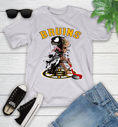 NHL Boston Bruins Hockey Venom Groot Guardians Of The Galaxy Youth T-Shirt 4