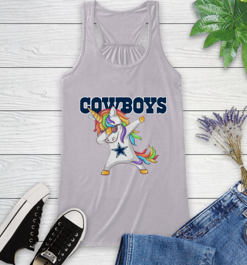 Dallas Cowboys NFL Football Funny Unicorn Dabbing Sports Racerback Tank 5