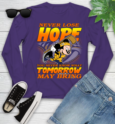 Nashville Predators NHL Hockey ootball Mickey Disney Never Lose Hope Youth Long Sleeve 4