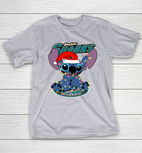 San Jose Sharks NHL Hockey noel stitch Christmas T-Shirt 4